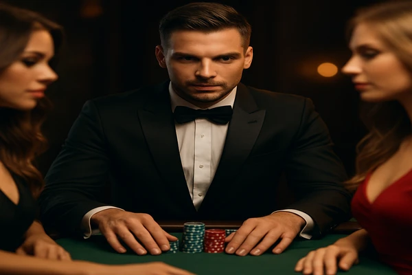 একজন নারী ল্যাপটপে অনলাইন গেম উপভোগ করছেন, চারপাশে জ্বলজ্বল করছে গেমিং প্ল্যাটফর্মের পরিবেশ