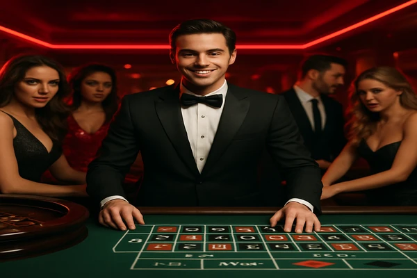 একজন পুরুষ অনলাইন গেমে জয় উদযাপন করছেন, চারপাশে গেমিং প্রতীকগুলো ভেসে উঠছে